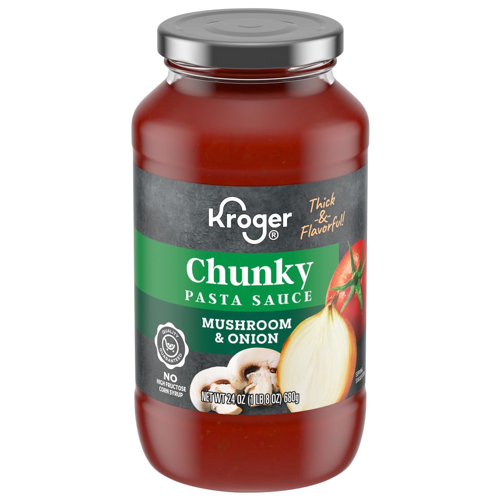 slide 1 of 4, Kroger Mushroom Onion Chunky Pasta Sauce, 24 oz