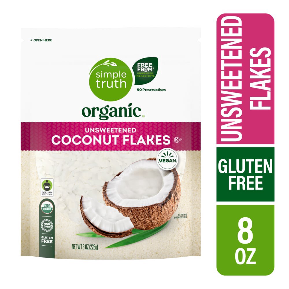 slide 2 of 2, Simple Truth Organic Unsweetened Coconut Flakes, 8 oz