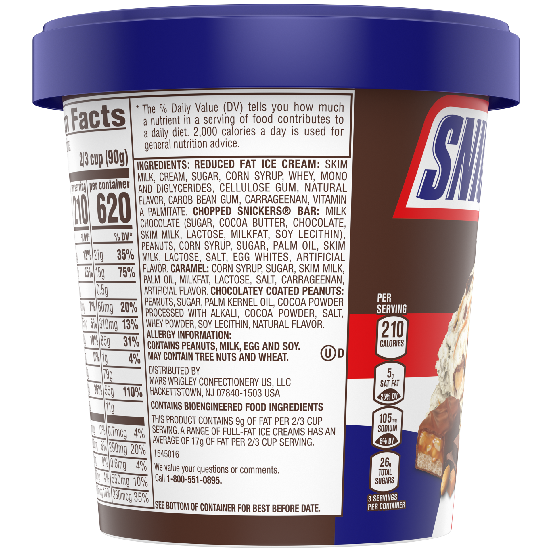 slide 2 of 4, SNICKERS Vanilla Ice Cream With SNICKERS Chocolate Candy, 16 Oz Pint, 1 pint