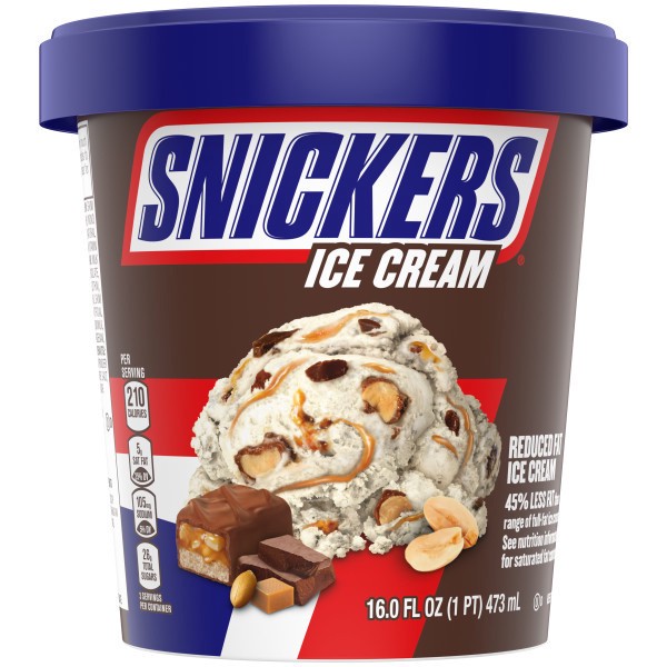 slide 1 of 4, SNICKERS Vanilla Ice Cream With SNICKERS Chocolate Candy, 16 Oz Pint, 1 pint