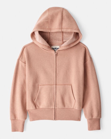 slide 1 of 2, Oshkosh Girls Long-Sleeve Hooded Zip-Up Jacket - Brown Brown 8, 1 ct