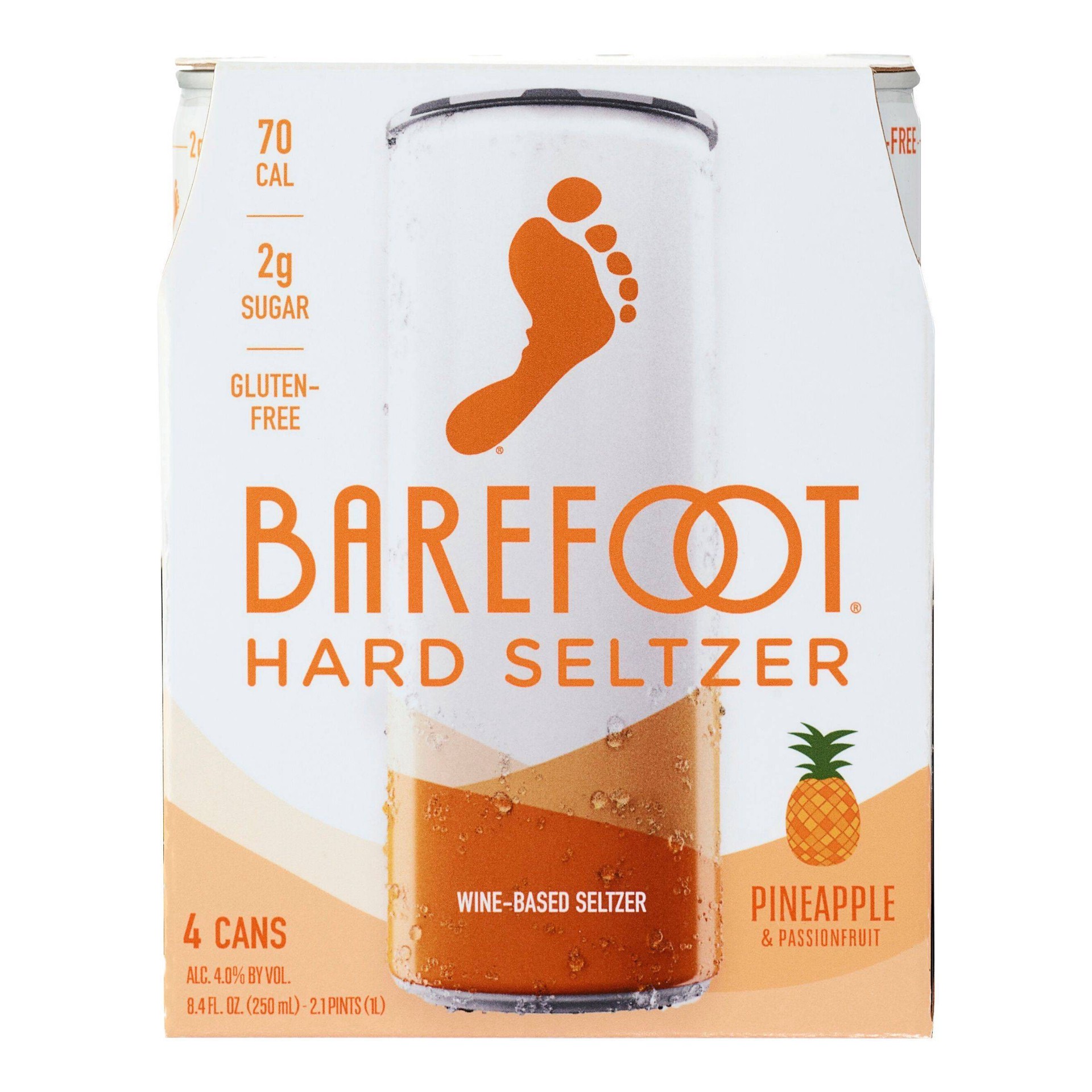 slide 1 of 5, Barefoot Wine Hard Seltzer Pineapple & Passion Fruit - 4pk/250ml Cans, 4 ct; 250 ml