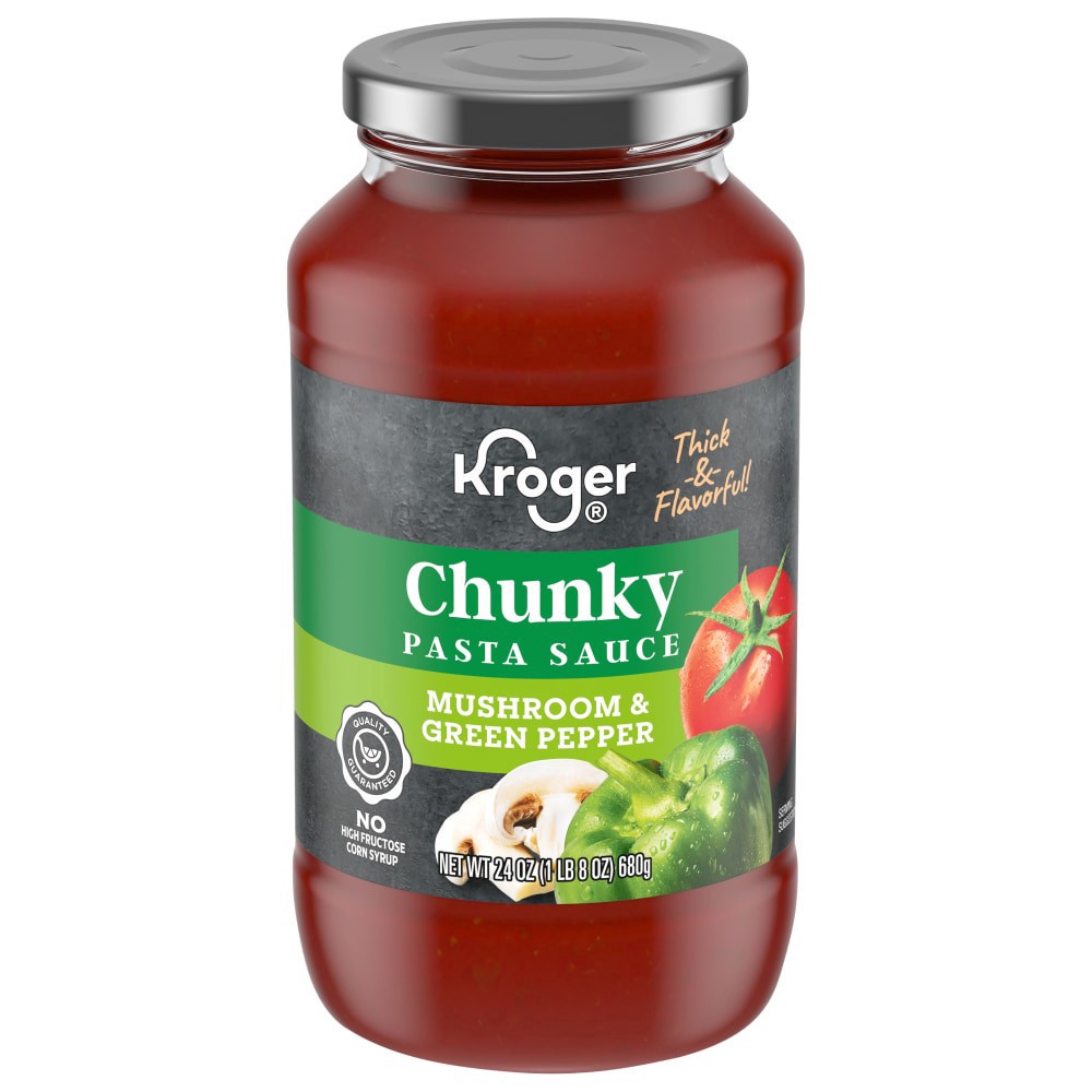 slide 1 of 4, Kroger Chunky Pasta Sauce With Mushroom & Green Pepper, 24 oz