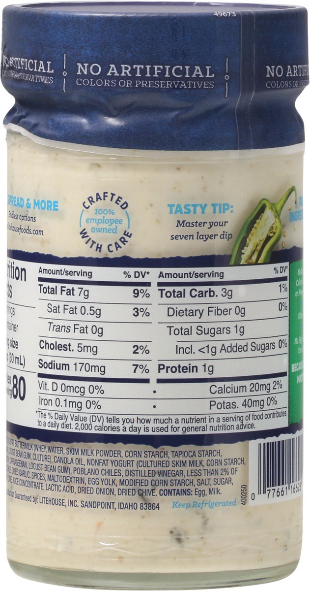 slide 9 of 9, Litehouse Mild Heat Hatch Chile Ranch Dressing & Dip 13 fl oz, 13 oz