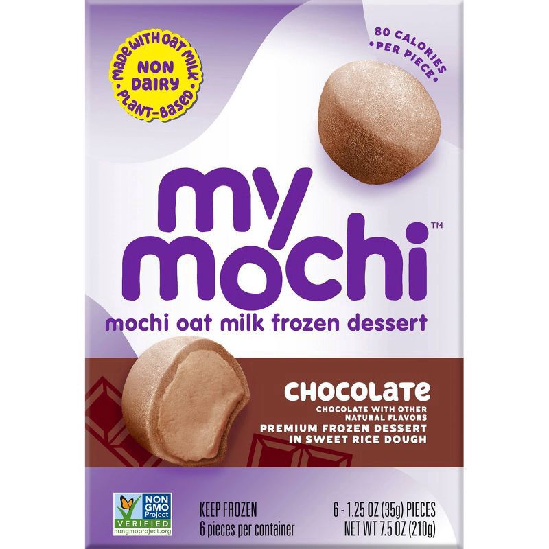 slide 1 of 5, My/Mo Frozen Dessert, Mochi Cashew, Chocolate 6-1.5 Oz Pieces, 6 ct