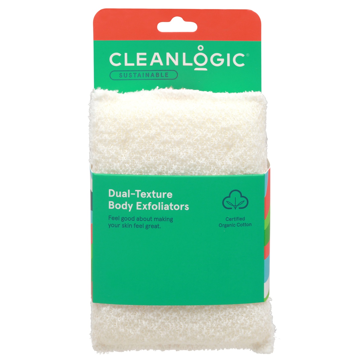 slide 1 of 1, cleanlogic Care Exfoliating Dual Texture Body Scrubbers, 2 ct
