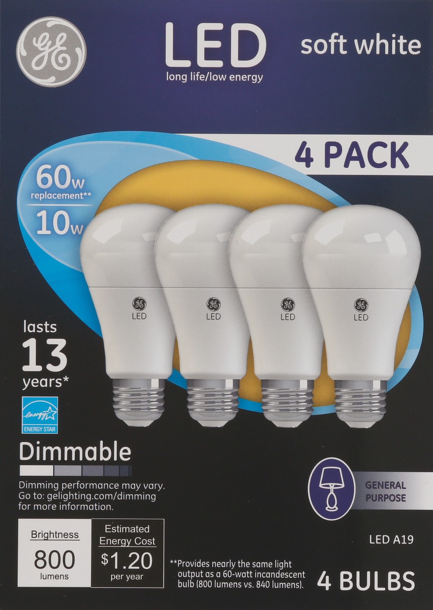 slide 1 of 61, GE 4 Pack Soft White LED 10 Watts Light Bulbs 4 ea, 4 ct