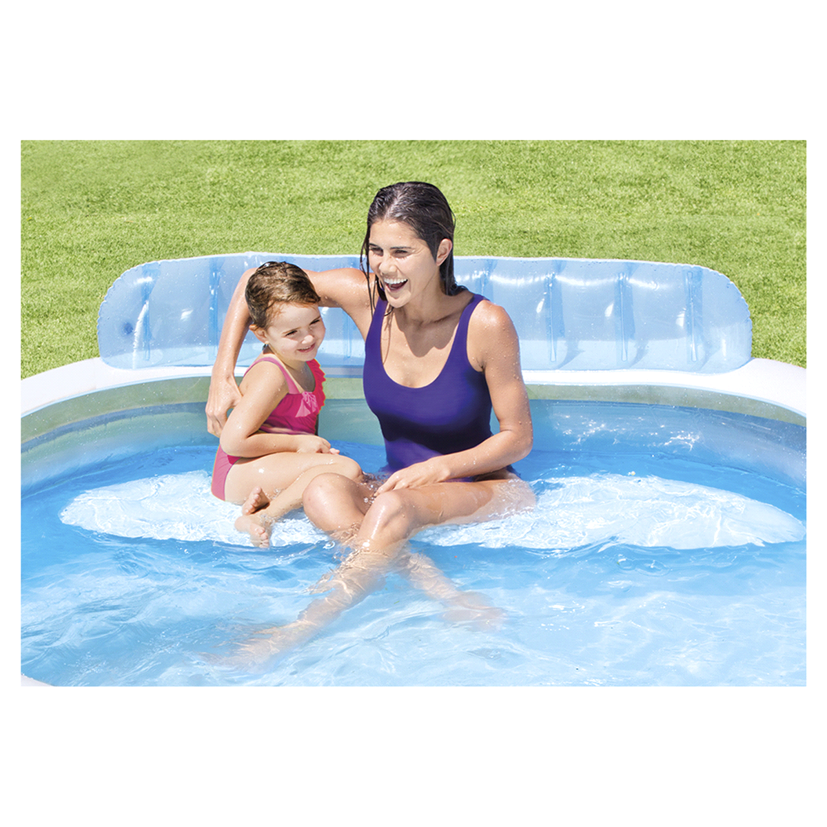 slide 3 of 3, Intex Swim Center Family Lounge Inflatable Pool, 88 in x 85 in x 30 in