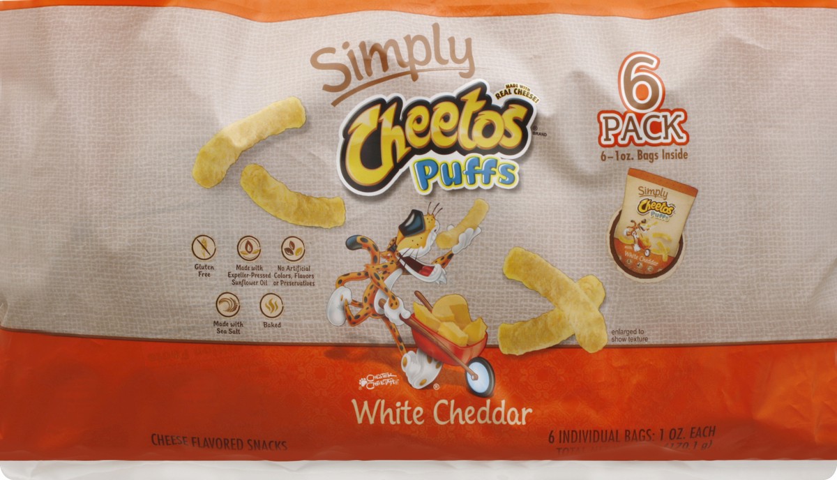 slide 5 of 6, Cheetos Simply White Cheddar Puffs Cheese Flavored Snacks, 6 oz