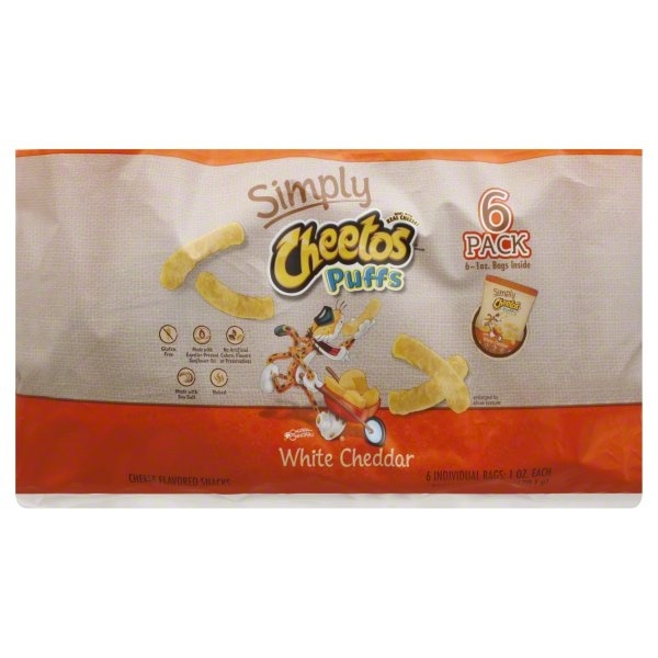 slide 1 of 6, Cheetos Simply White Cheddar Puffs Cheese Flavored Snacks, 6 oz