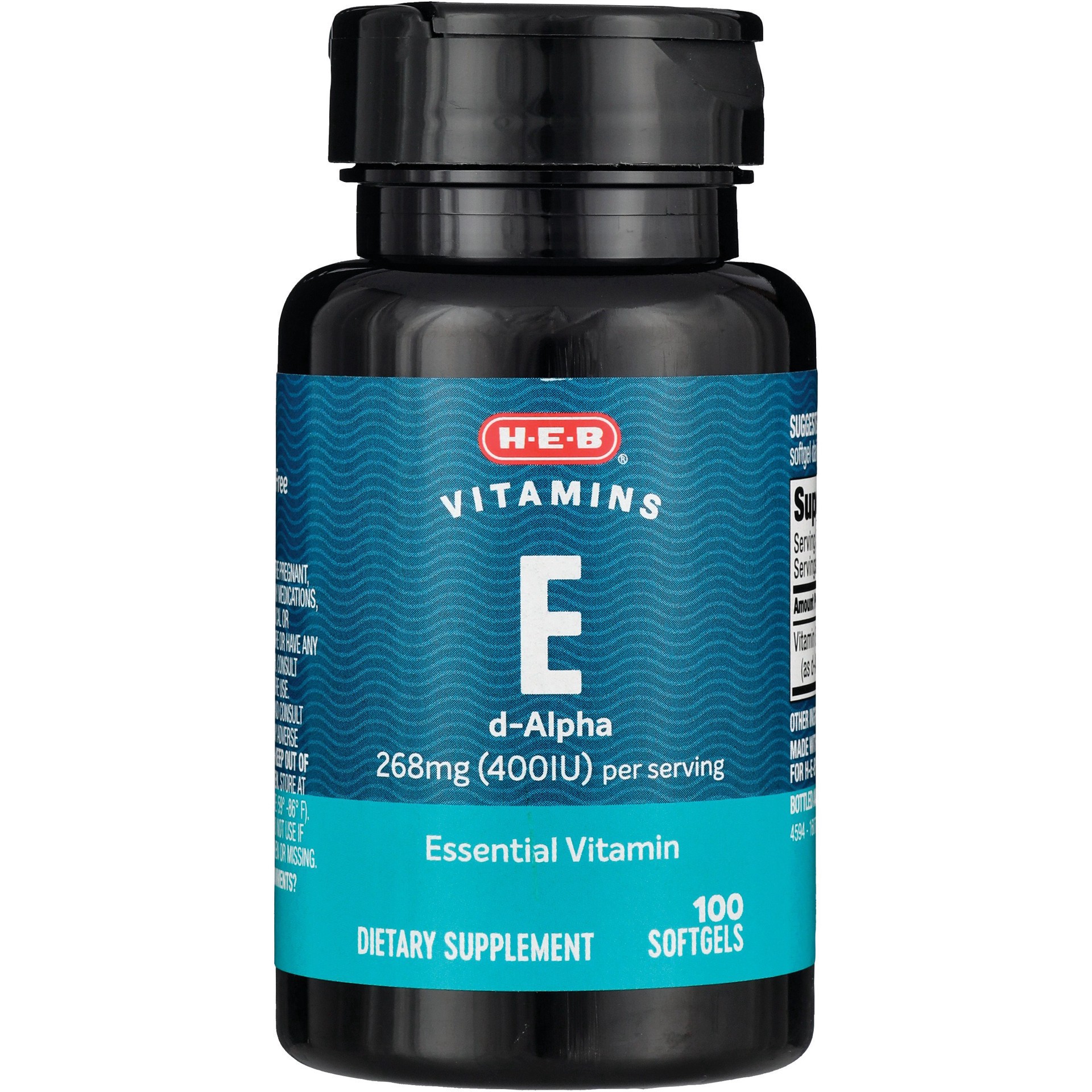 slide 1 of 1, H-E-B Vitamin E 400iu Natural D-alpha Softgels, 100 ct