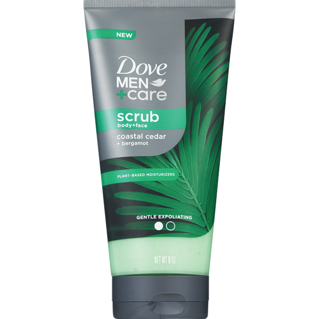 slide 1 of 1, Dove Men+Care Body & Face Scrub Coastal Cedar 9Oz, 9 oz