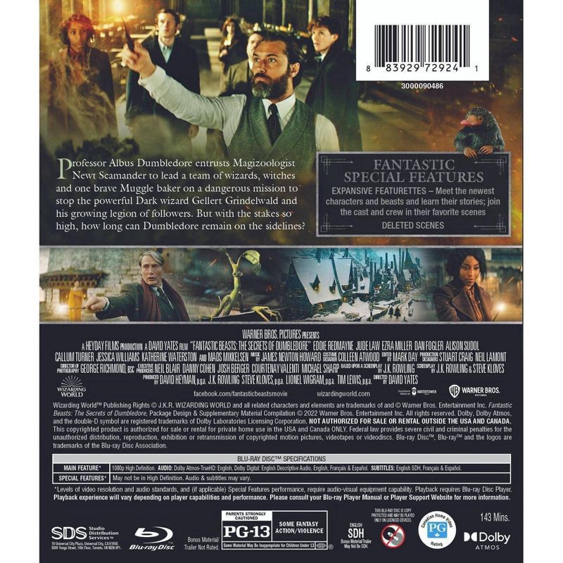 slide 2 of 3, Warner Home Video Fantastic Beasts The Secrets Of Dumbledore (Blu-Ray + Dvd + Digital Code), 1 ct