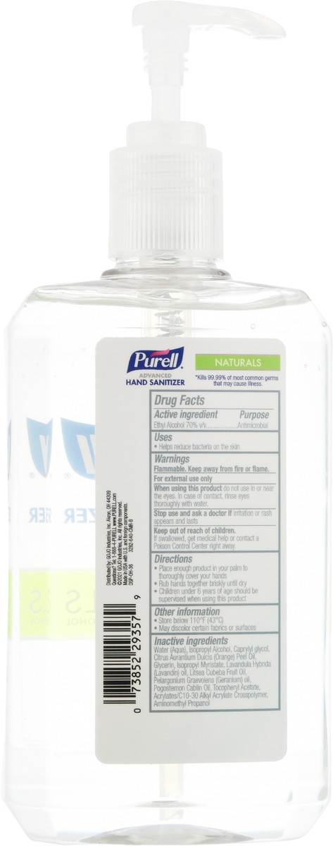slide 12 of 13, PURELL Advanced Hand Sanitizer Naturals, 24 fl oz Table Top Pump Bottle, 24 fl oz