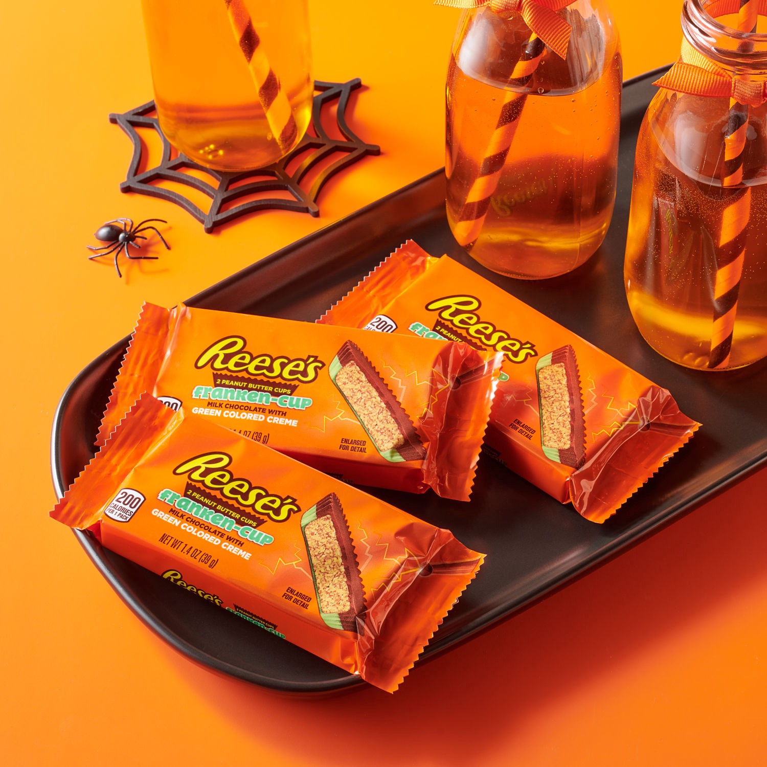 slide 4 of 7, Reese's Franken-Cup Milk Chocolate Peanut Butter With Green Creme Cups Candy Halloween Pack, 2 ct; 1.4 oz