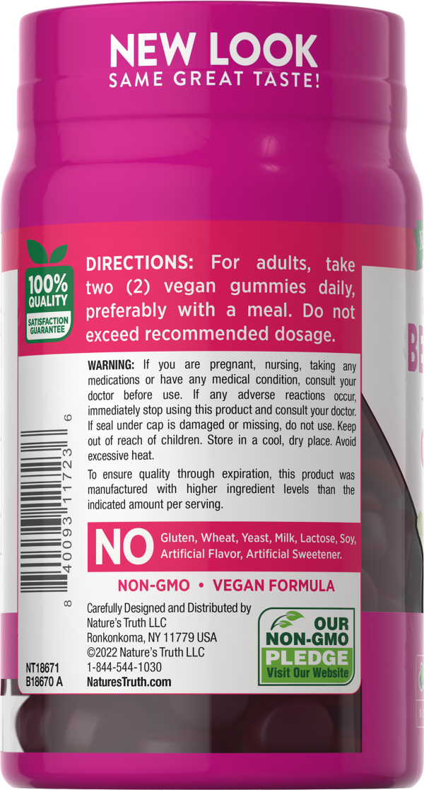 slide 4 of 7, Nature's Truth Super Food Natural Strawberry Flavor Beet Root + Black Pepper 60 Vegan Gummies, 60 ct