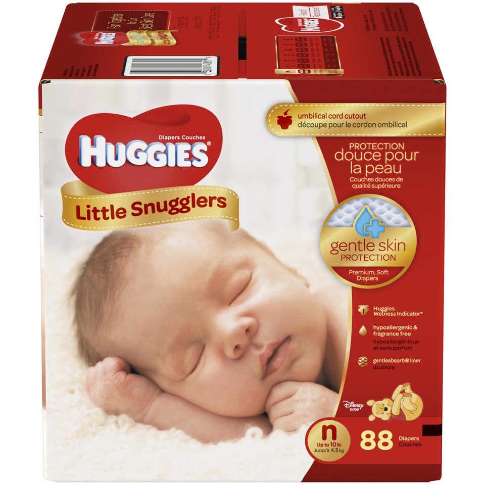 slide 1 of 1, Huggies Little Snugglers Baby Diapers, Size Newborn, 88 ct