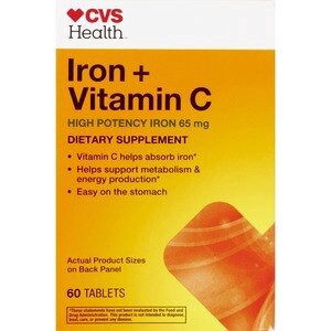 slide 1 of 1, Cvs Health Iron + Vitamin C Tablets, 60 Ct, 1 ct