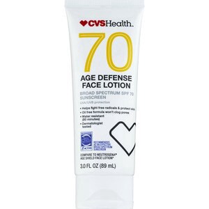 slide 1 of 1, CVS Health Age Defense Broad Spectrum Sunscreen Face Lotion Spf 70, 3 Oz, 3 oz