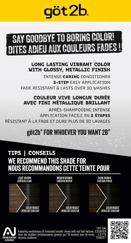 slide 2 of 3, göt2b Metallics Midnight Black Permanent Hair Color 1 Each, 1 ct