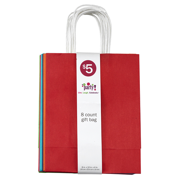 slide 1 of 1, Meijer Multi-Color Gift Bags, Assorted Styles, 8 ct
