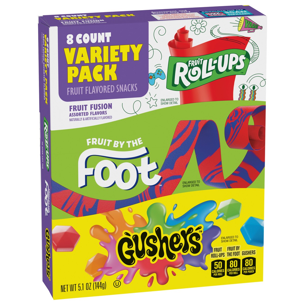 slide 2 of 13, Fruit Roll-Ups, Fruit by the Foot, Gushers Snacks Variety Pack, 8 ct, 8 ct