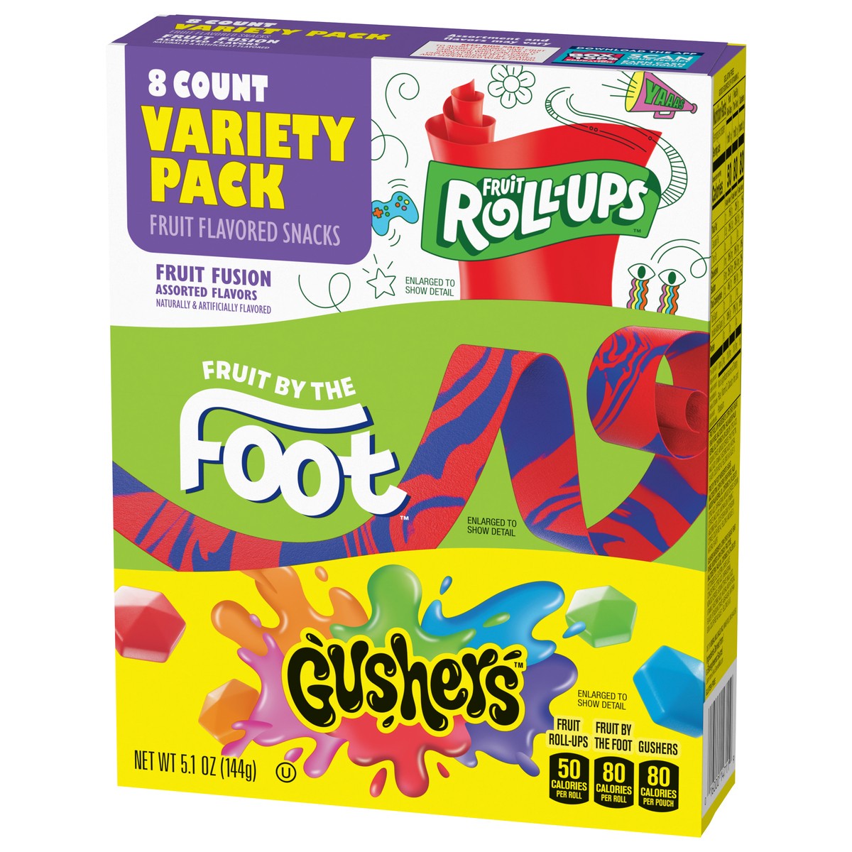 slide 6 of 13, Fruit Roll-Ups, Fruit by the Foot, Gushers Snacks Variety Pack, 8 ct, 8 ct