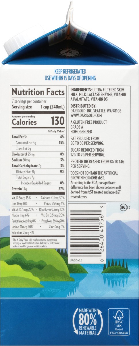 slide 8 of 9, Darigold 2% Milkfat Fit Ultra-Filtered Reduced Fat Milk 59 fl oz, 59 fl oz