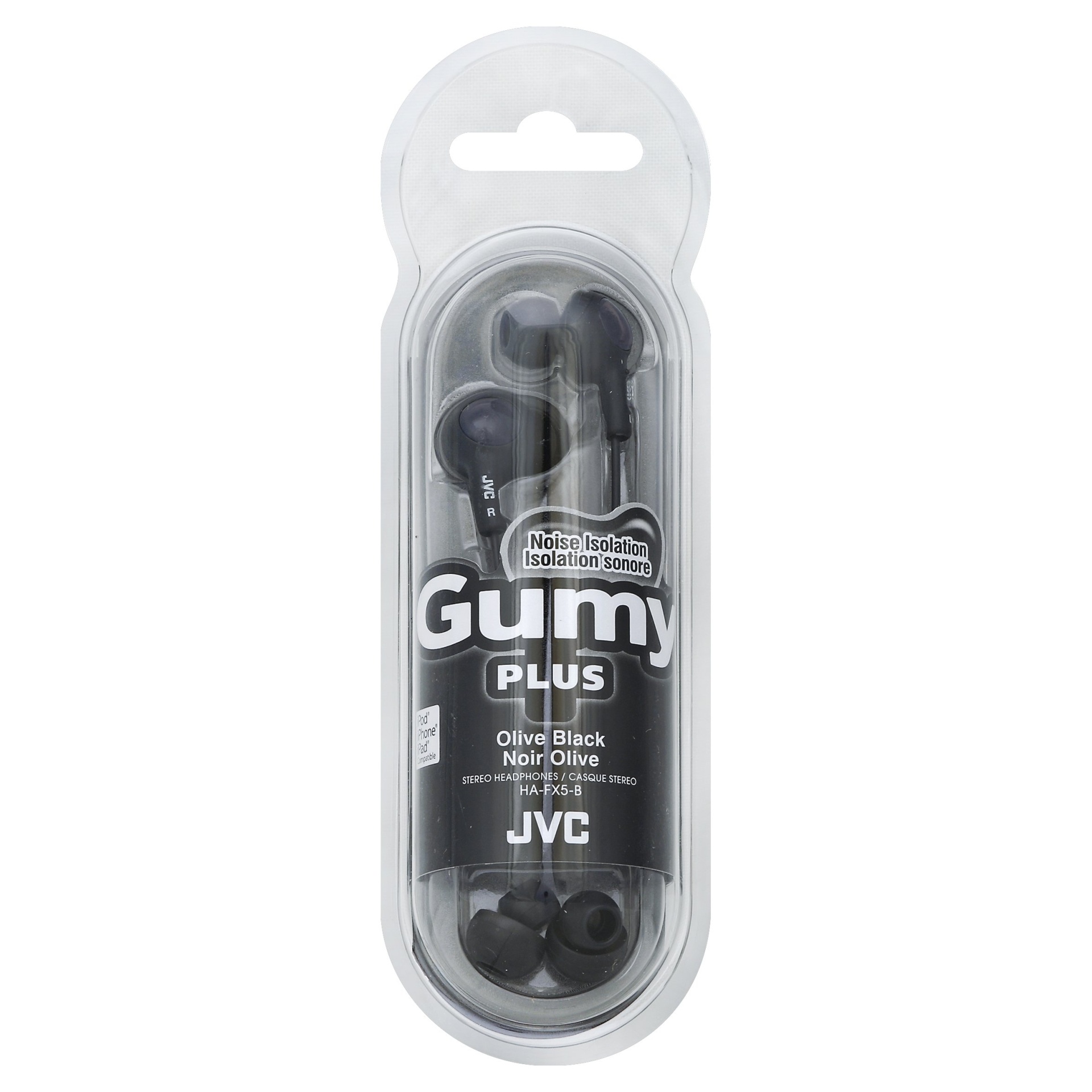 slide 1 of 1, JVC Gummy Plus In Ear Earbuds - Olive Black, 1 ct