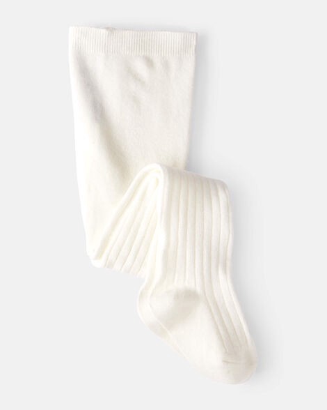 slide 1 of 1, Carter's Toddler Girl Rib Tights - White White 2T4T, 1 ct