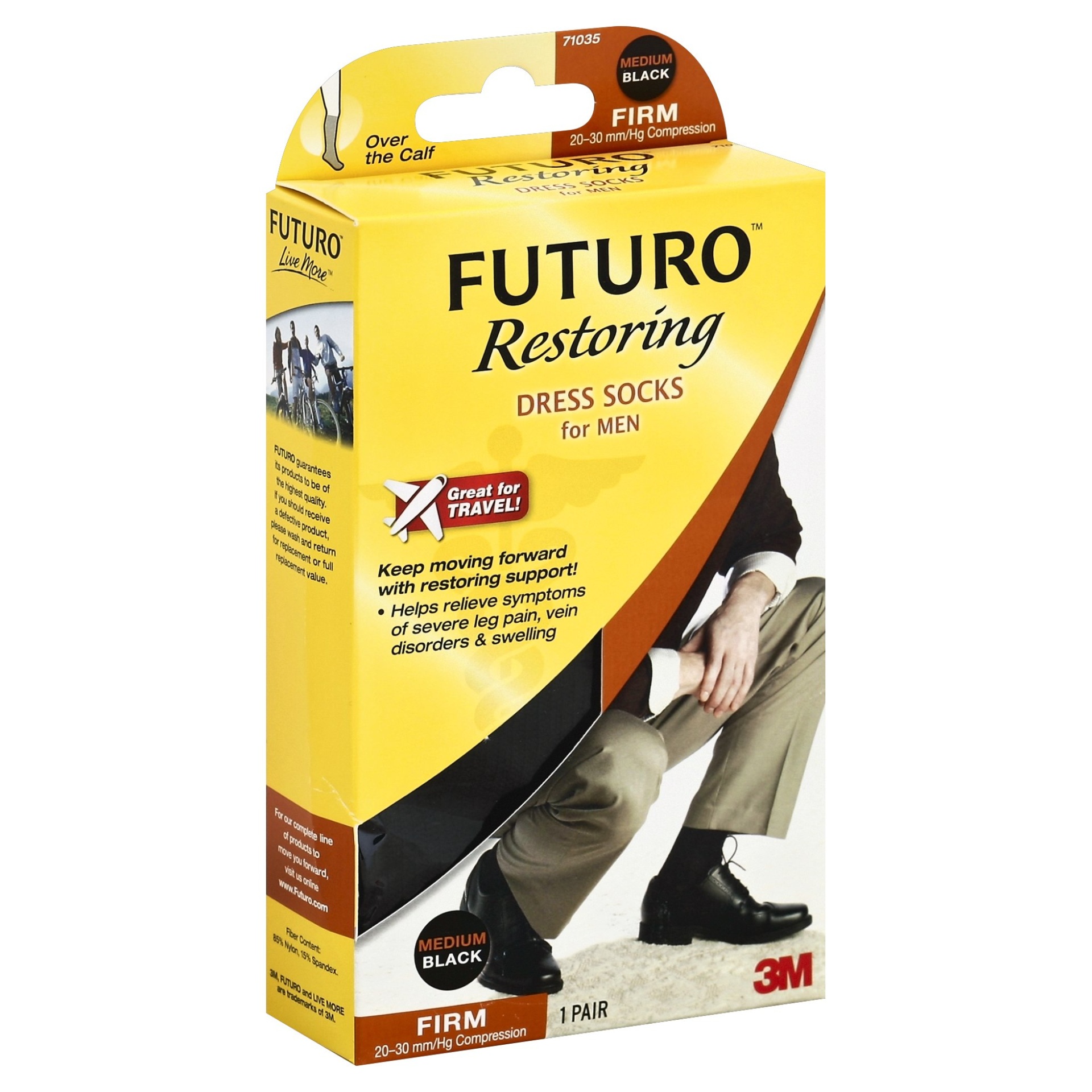 slide 1 of 1, Futuro Restoring Dress Socks For Men Medium Black Firm Compression, 1 pair