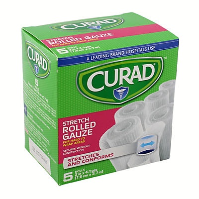 slide 1 of 4, Curad Stretch Rolled Gauze, 5 ct