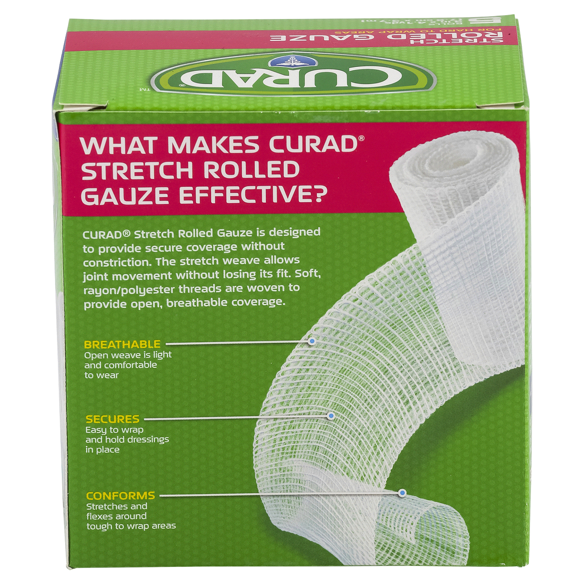 slide 3 of 4, Curad Stretch Rolled Gauze, 5 ct