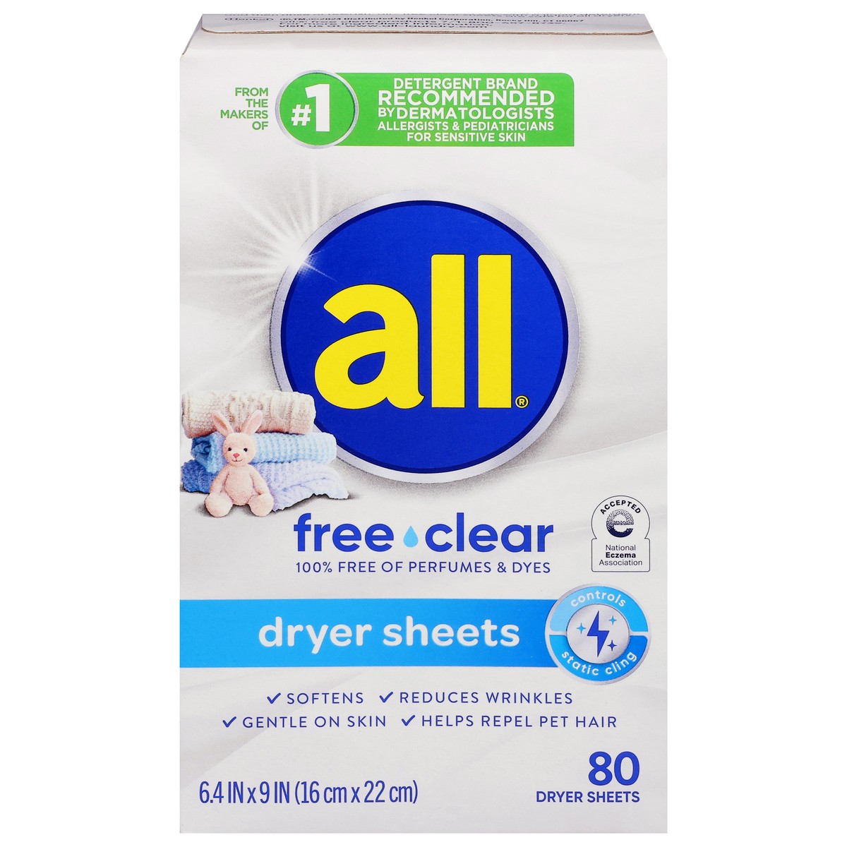 slide 1 of 3, All Free Clear Dryer Sheets 80 Each, 80 ct