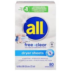 All Free Clear Dryer Sheets 80 Count