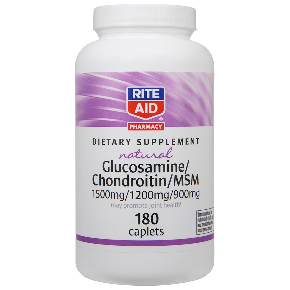 slide 1 of 2, Rite Aid Natural Glucosamine/Chondroitin/MSM Caplets, 180 ct