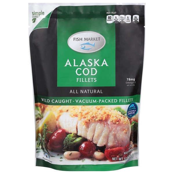 slide 1 of 1, Hy-vee Fish Market Alaska Cod Fillets, 12 oz