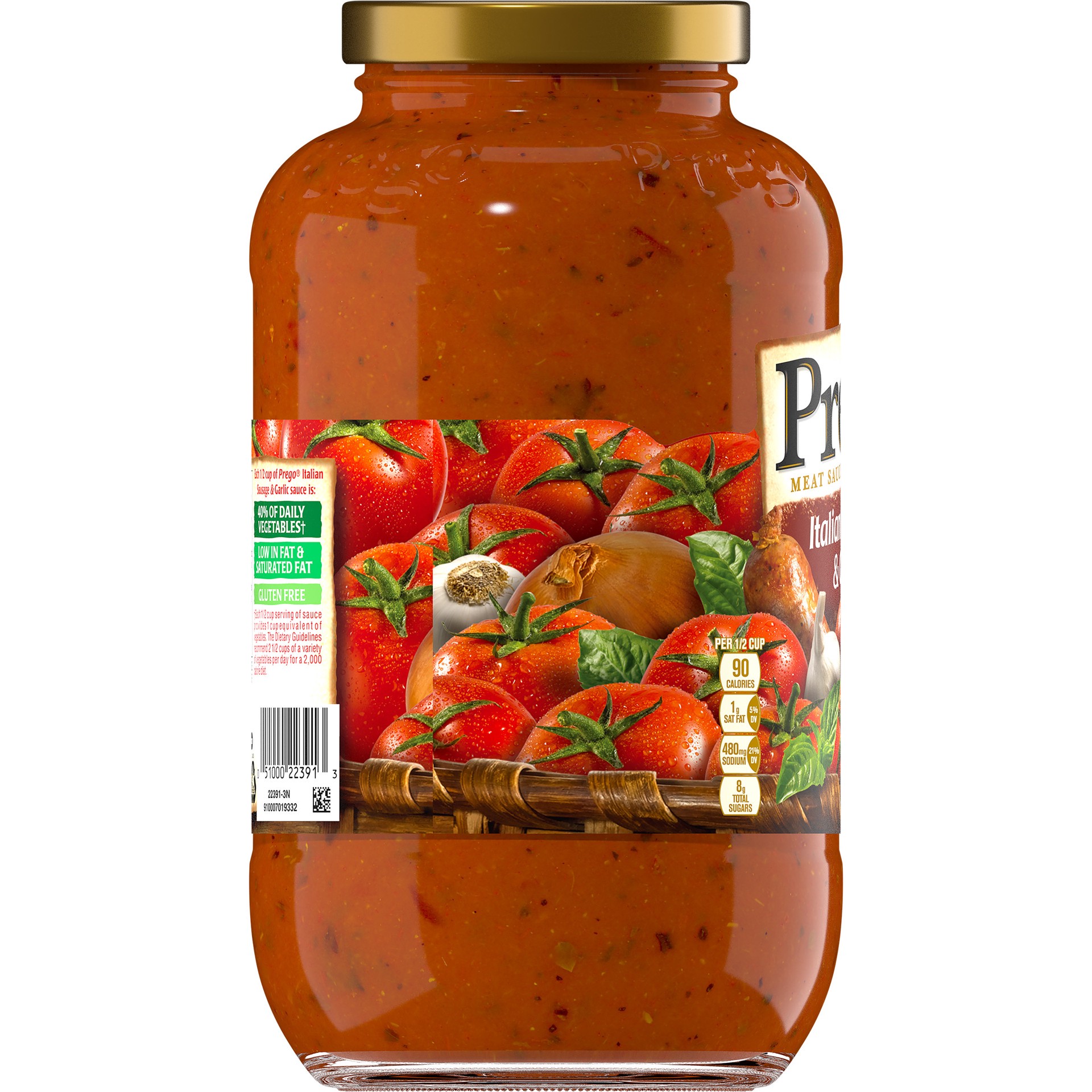 slide 3 of 5, Prego Pasta Sauce, Tomato Sauce with Italian Sausage & Garlic, 44 Ounce Jar, 44 oz