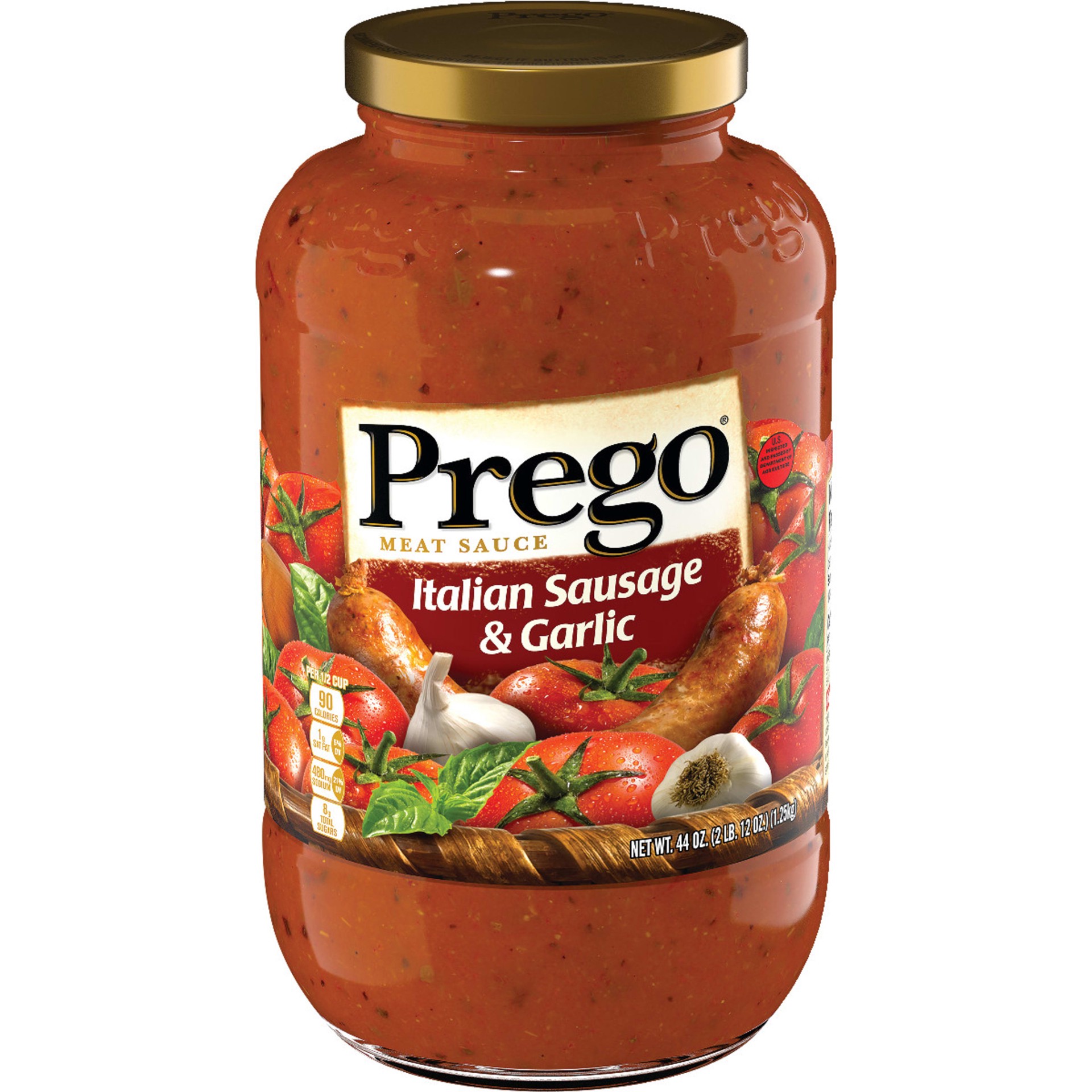 slide 1 of 5, Prego Pasta Sauce, Tomato Sauce with Italian Sausage & Garlic, 44 Ounce Jar, 44 oz