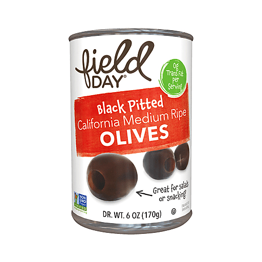 slide 1 of 1, Field Day Black Pitted Olives, 6 oz