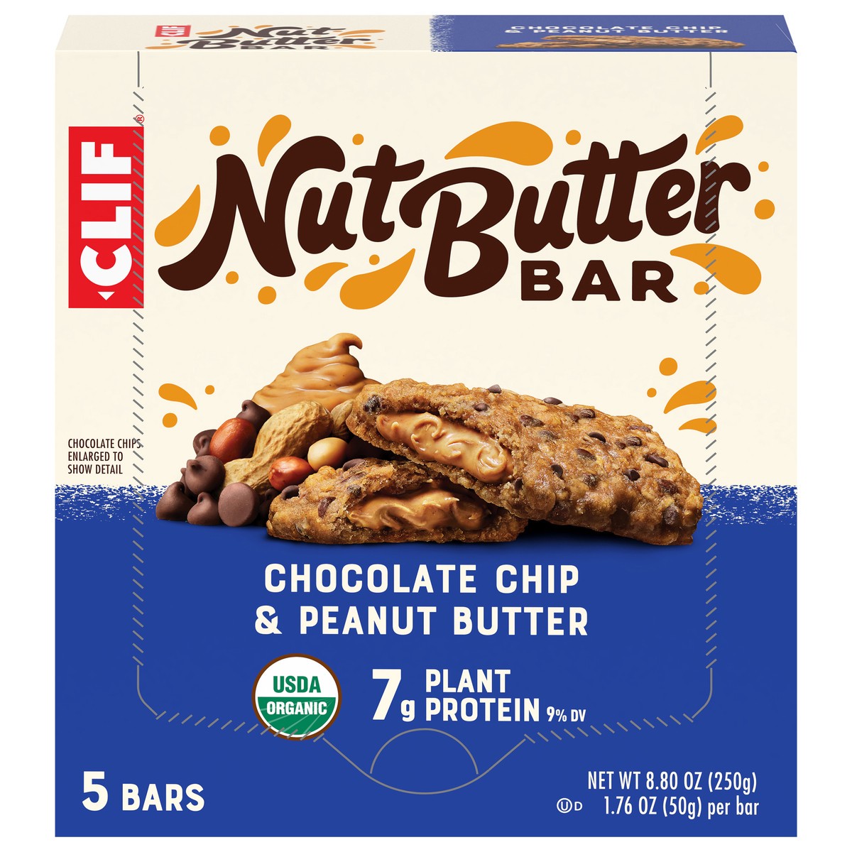 slide 1 of 9, CLIF Chocolate Chip & Peanut Butter Nut Butter Bars 5 - 1.76 oz Bars, 8.8 oz