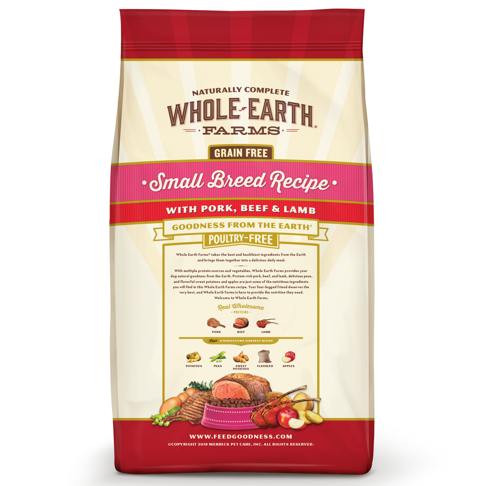 slide 2 of 3, Whole Earth Farms Grain Free Dry Dog Food Small Breed Recipe with Pork, Beef & Lamb - 12 lb Bag, 12 lb