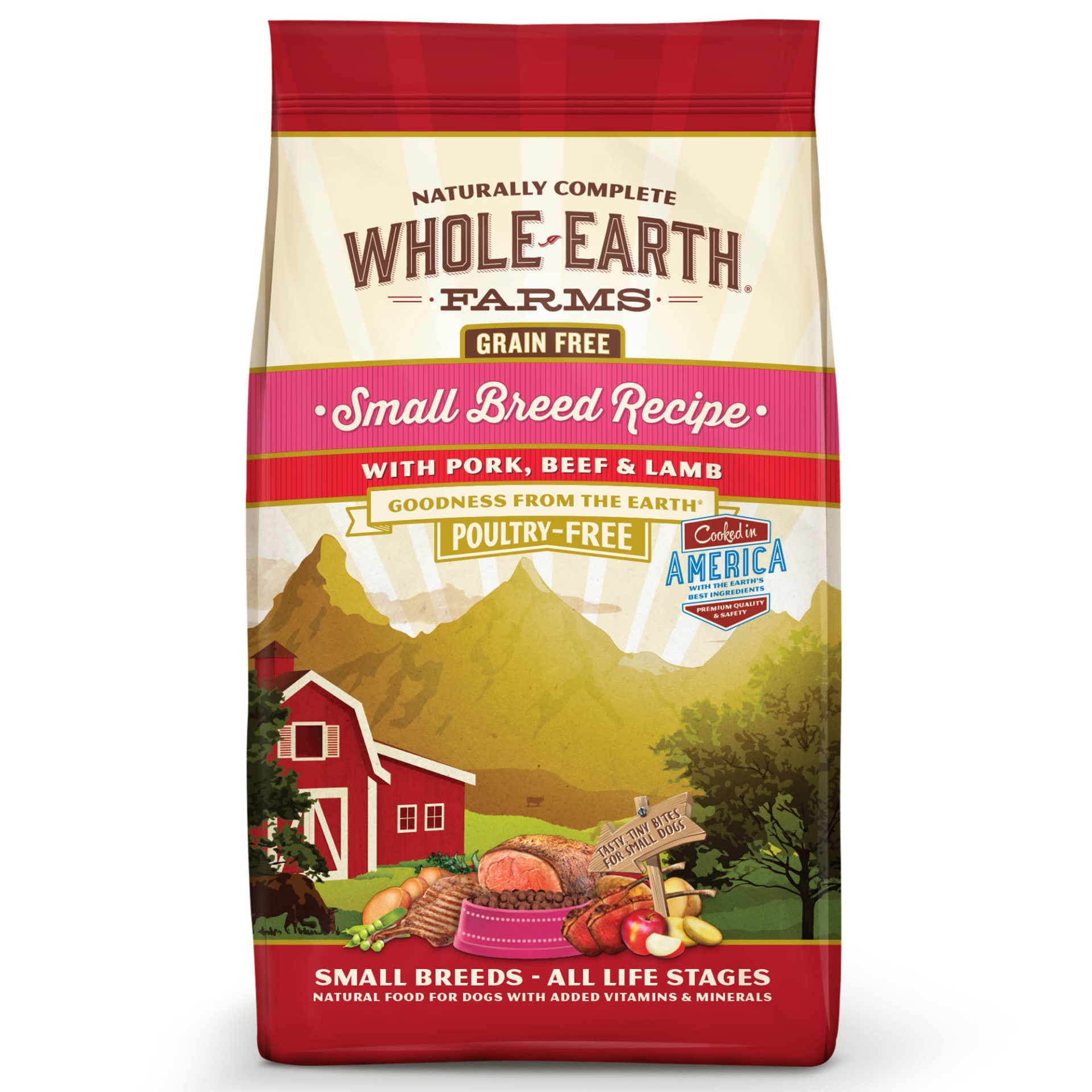 slide 1 of 1, Whole Earth Farms Grain Free Small Breed Recipe with Pork, Beef & Lamb Dry Dog Food, 12 lb