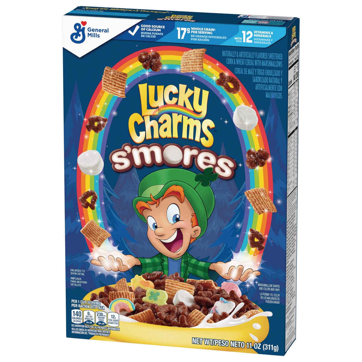 slide 2 of 13, Lucky Charms Smores Breakfast Cereal with Marshmallows, 10.5 OZ, 11 oz
