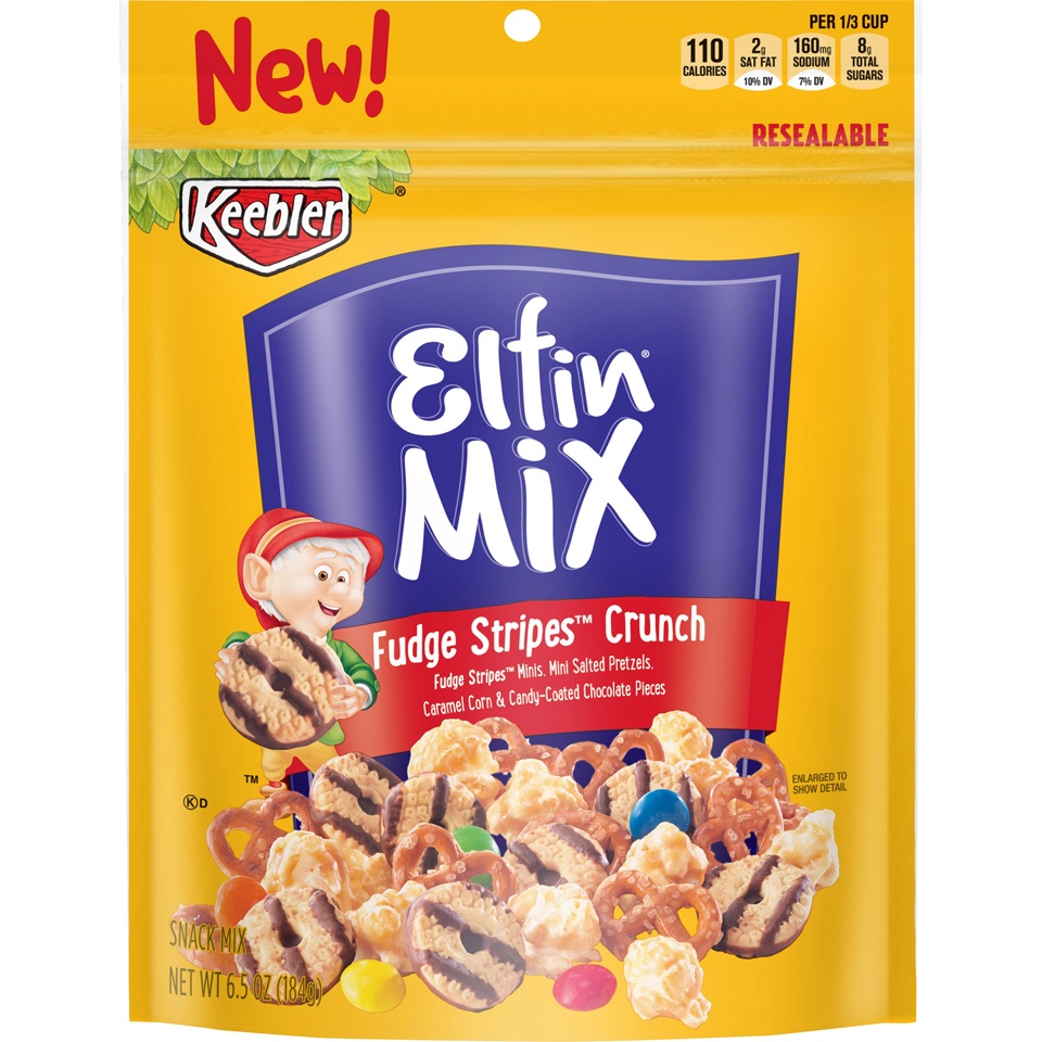 slide 1 of 6, Keebler Elfin Mix Fudge Stripes Crunch Snack Mix, 6.5 oz