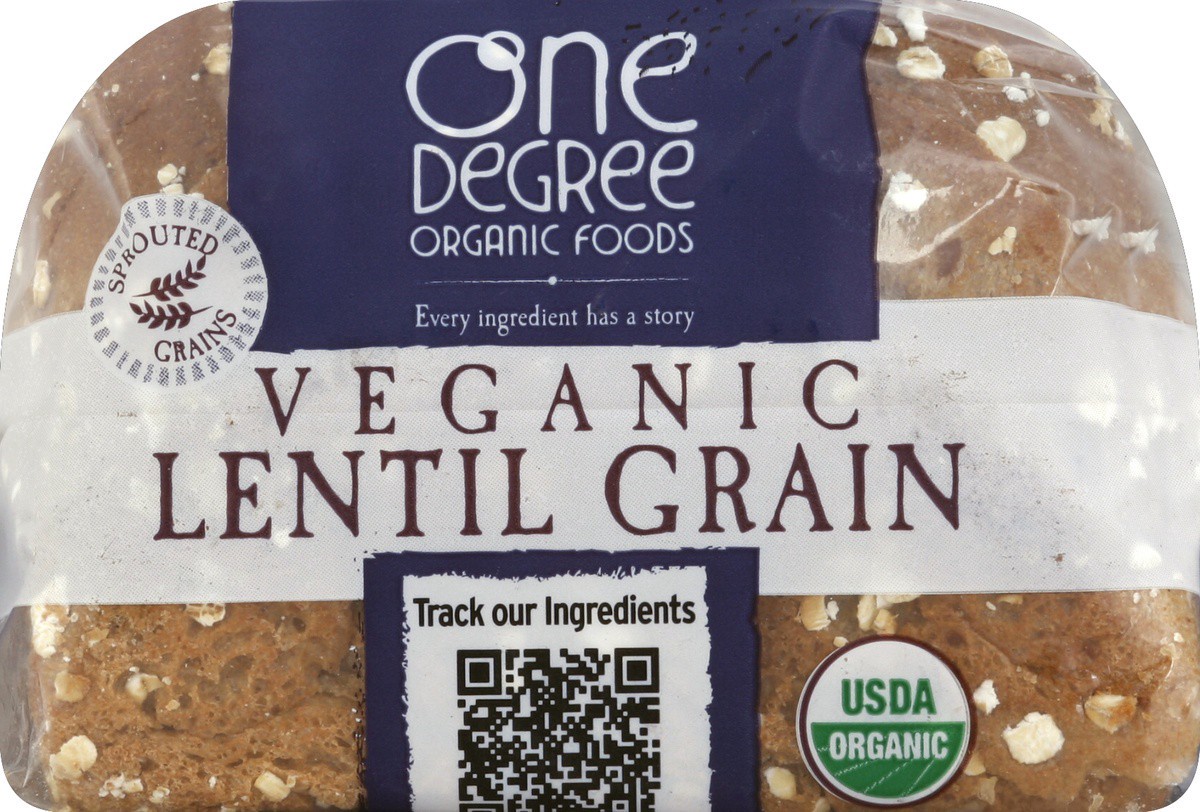 slide 4 of 5, One Degree Organic Foods Veganic Lentil Grain Bread, 21 oz