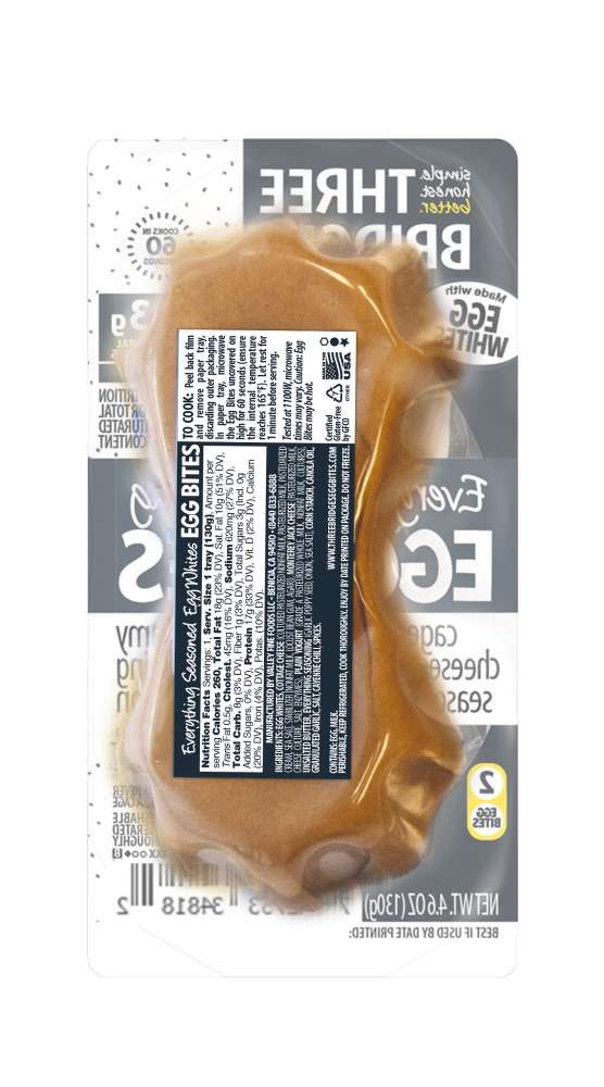 slide 2 of 2, Three Bridges Everything Seasoned Egg Bites Made With Egg Whites, 4.6 oz