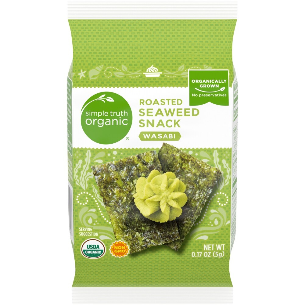 slide 1 of 1, Simple Truth Organic Roasted Seaweed Wasabi Snack, 0.17 oz
