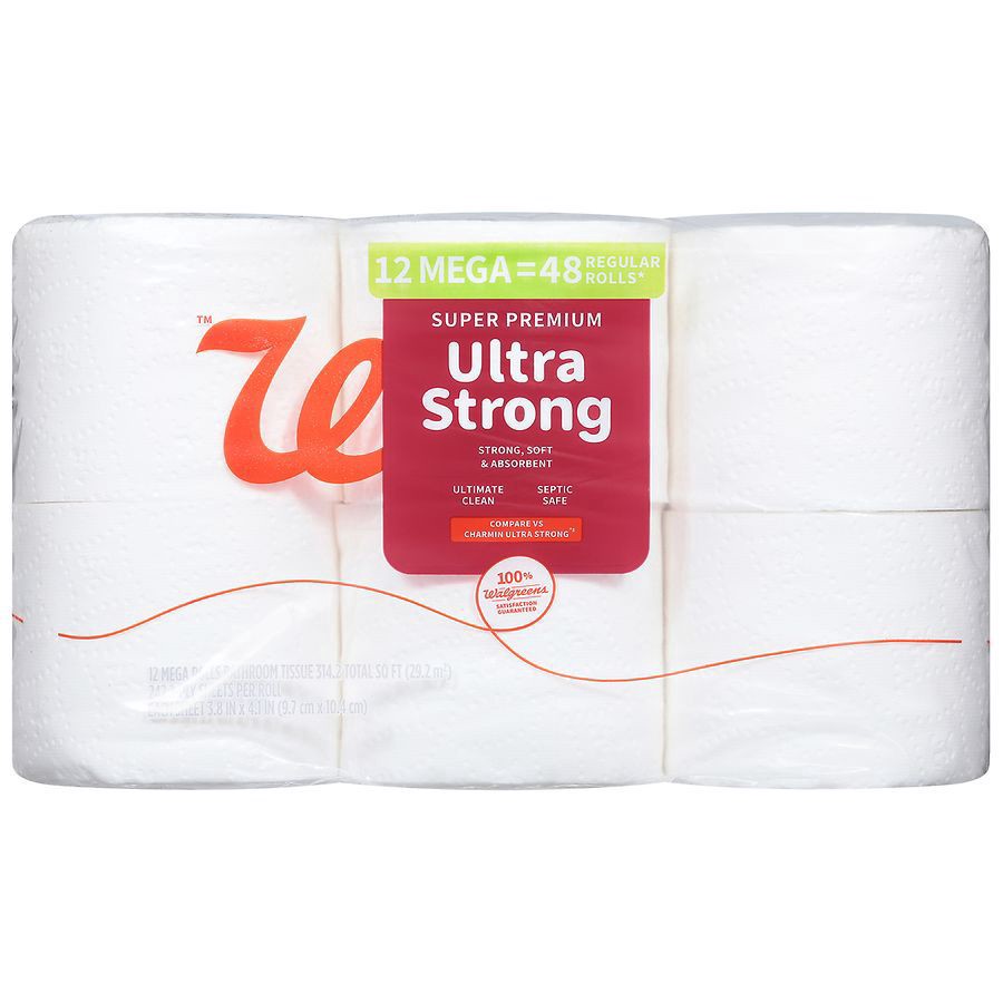 slide 1 of 2, Walgreens Ultra Strong Bath Tissue, 242 ct x 12 ct