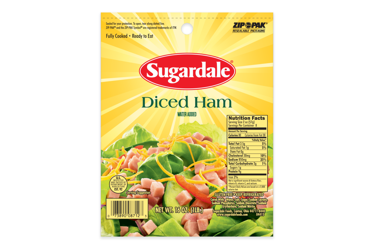 slide 1 of 1, Sugardale Diced Ham 16 Oz, 16 oz